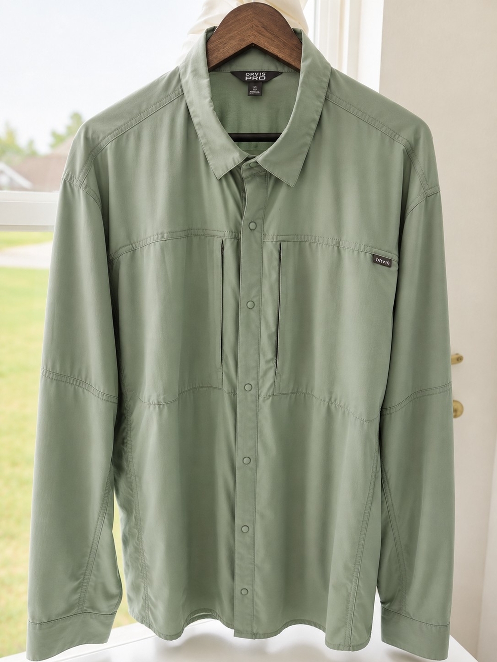 Orvis PRO Shirt Mens XXL Green Long Sleeve Fishing Stretch Snap Button Outdoor